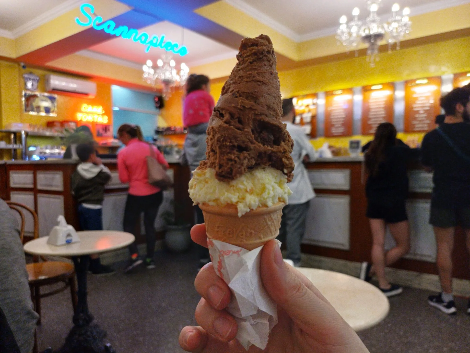 Argentine ice cream served in a vasito in iconic ice cream shop Scannapieco.