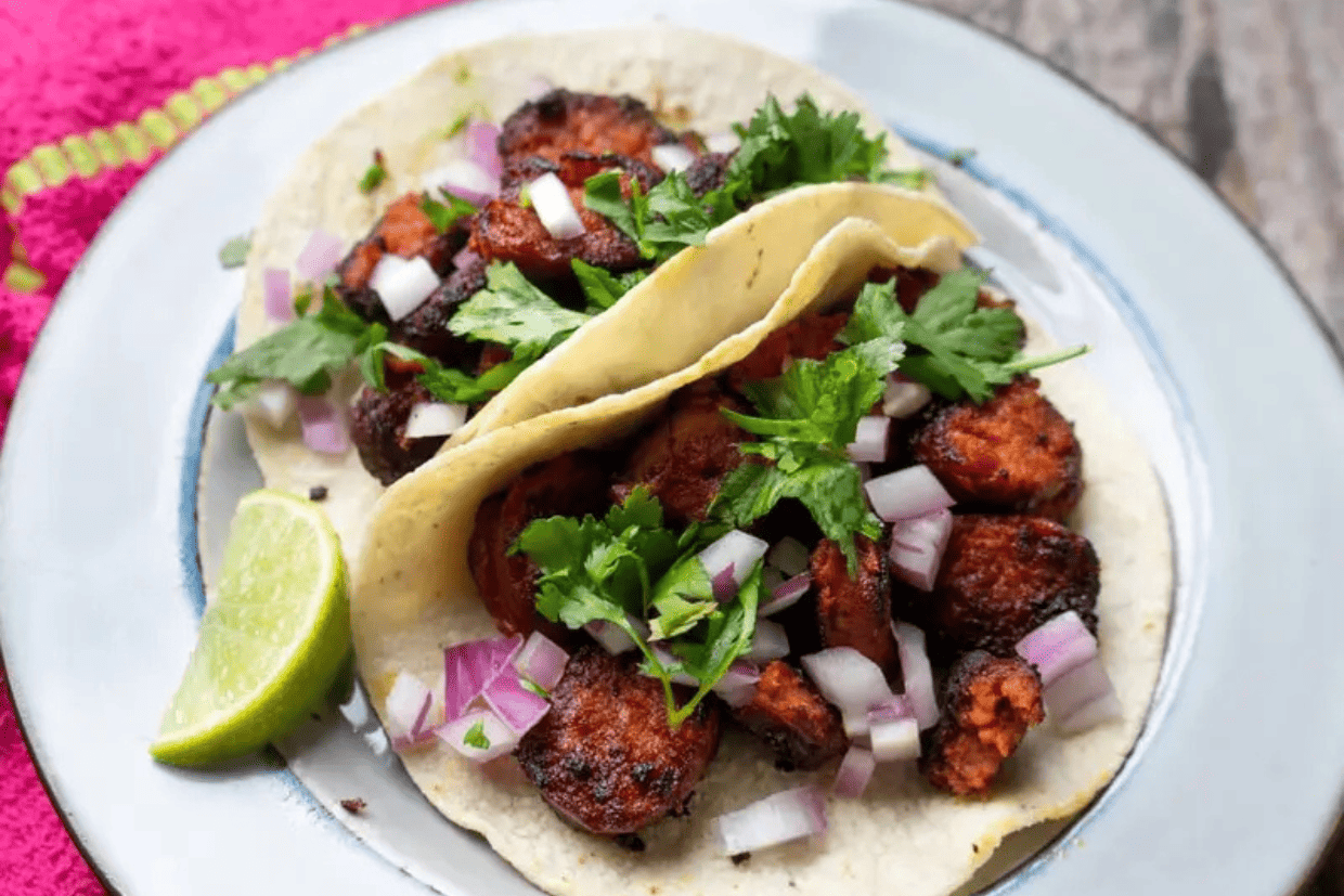 Tacos made with longaniza, a traditional Mexican sausage similar to chorizo