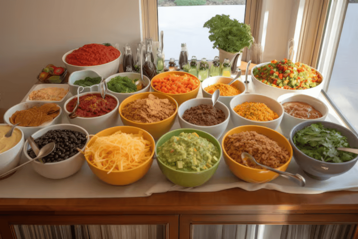 All the toppings and sauces you can put on